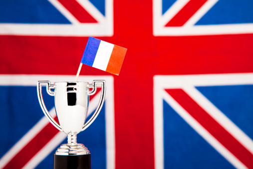 Winners Trophy with flag French flags