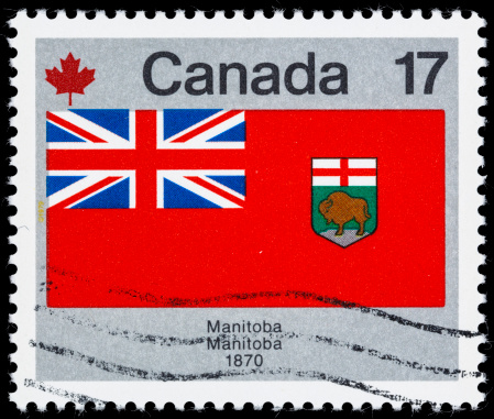1979 Canada postage stamp with an image of the provincial flag of Manitoba.