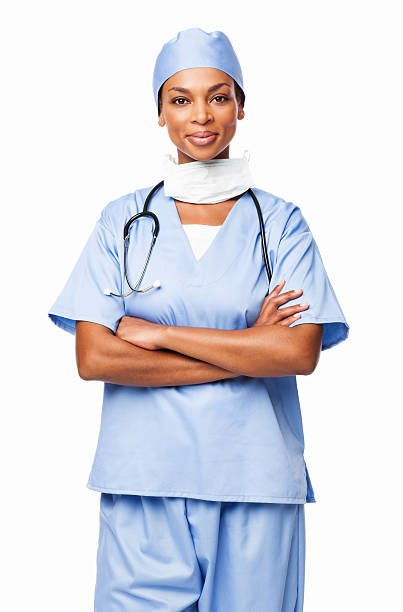 istock Female Medical Professional Standing With Hands Folded - Isolated 175433520