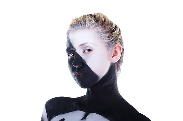 Woman In Black And White Body Paint Stock Photo - Download Image Now -  20-24 Years, 20-29 Years, Adult - iStock