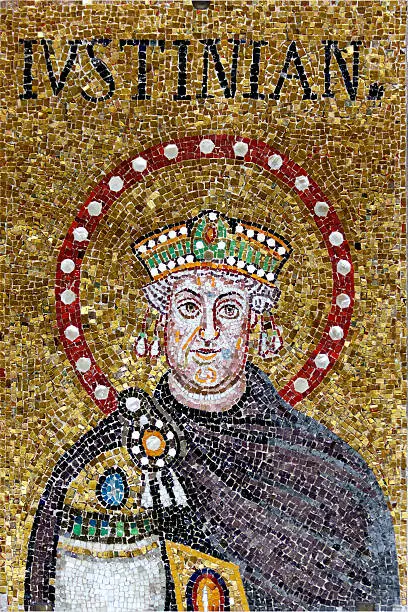 "Detail of the mosaic in Basilica di Sant'Apollinare Nuovo, at Ravenna (Italy), depicting the byzantine emperor Justinian. Unesco World Heritage. The church was built in 505 A.D.Other images in:"