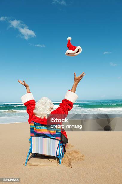 Happy Christmas Santa Claus On Tropical Beach Vacation Vt Stock Photo - Download Image Now