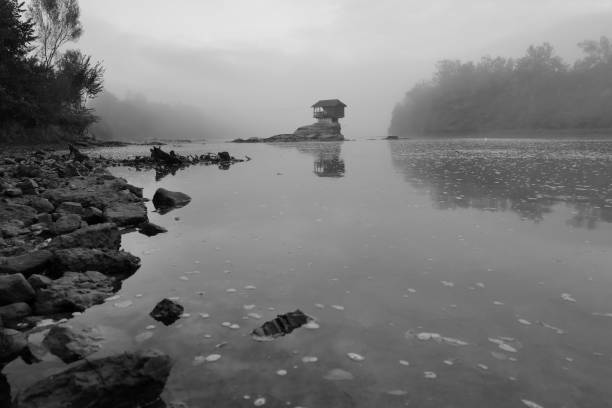 The small cottage on the rock in Drina River, Serbia
