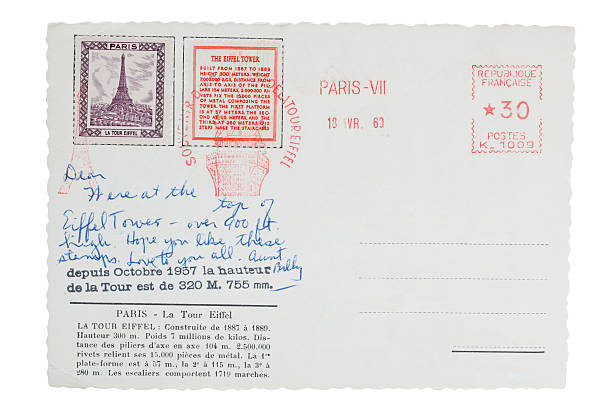 エッフェル塔ポストカード、切手 - postage stamp postmark mail paris france ストックフォトと画像