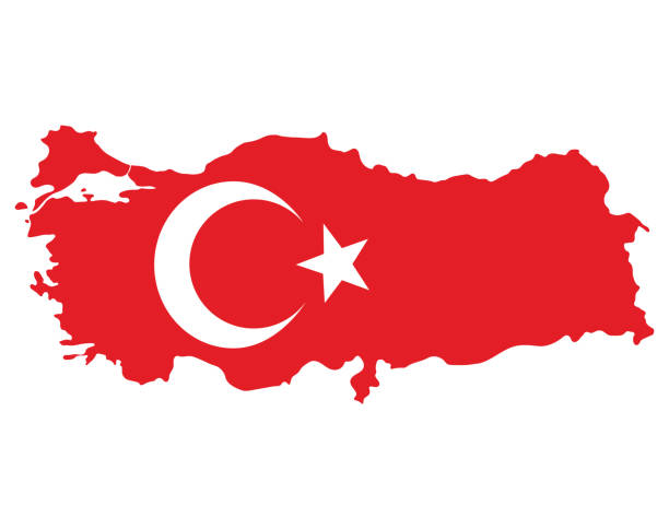 Print Map of Turkey with Turkish flag. free school borders clip art stock illustrations