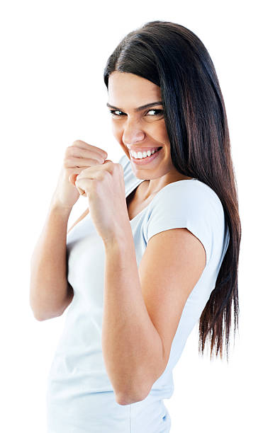 istock Young woman boxing. 175435576
