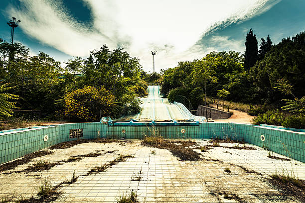 Abandoned Water Park with swimming pool