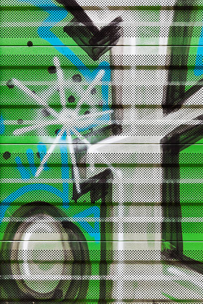 istock Detail of graffiti on noice barrier along railway. 175437072