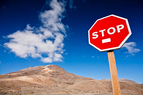 istock Stop sign on a Canary Island Road 175437154