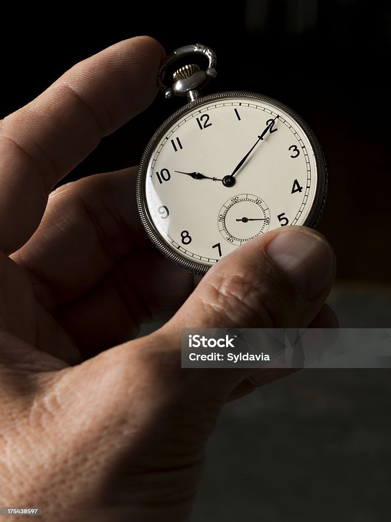 Clock Silver pocket watch in hand Accuracy Stock Photo