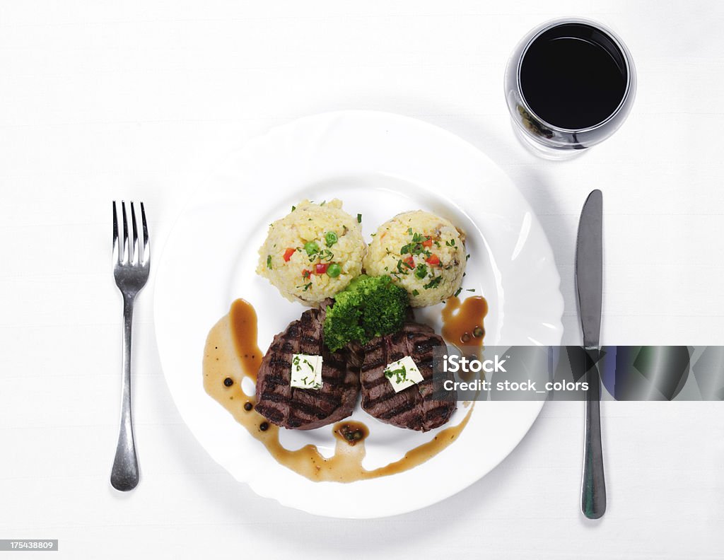 ライス、肉 - ステーキのロイヤリティフリーストックフォト