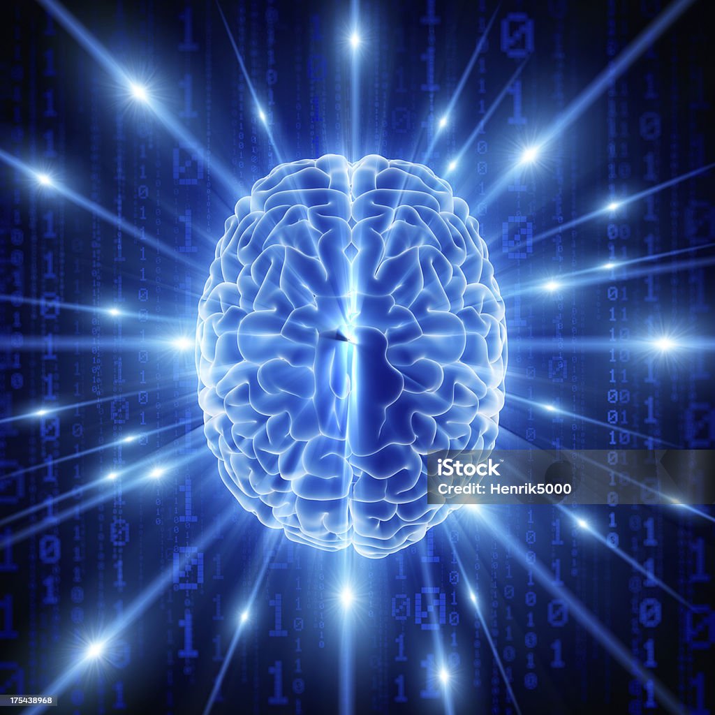 Mózgu, hi-tech cyber theme - Zbiór zdjęć royalty-free (Biotechnologia)