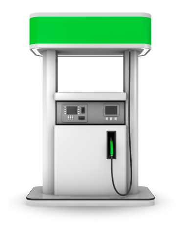 Gas pump isolated on white.Could symbolize green fuels.This is a detailed 3d rendering.