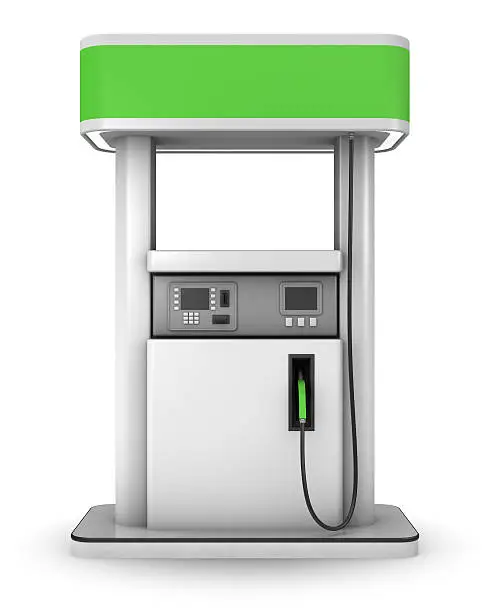Gas pump isolated on white.Could symbolize green fuels.This is a detailed 3d rendering.