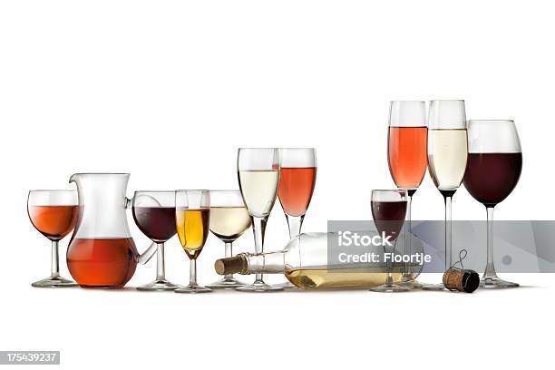 Вино Collection — стоковые фотографии и другие картинки Винный бокал - Винный бокал, Белый фон, Розовое вино