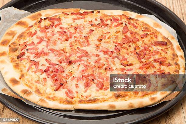 Tarte Flambe Straight From The Oven Stock Photo - Download Image Now - Alsace, Bacon, Close-up