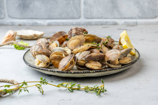 istock Appetizer of steamed vongole with lemon and herbs 1754397020