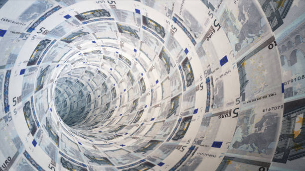 istock Flying forward in a 5 Euro closed tunnel 1754405702