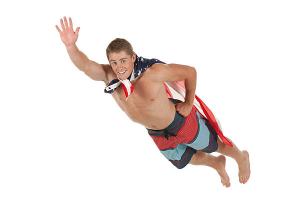 istock Superhero with cape of American flag 175440576