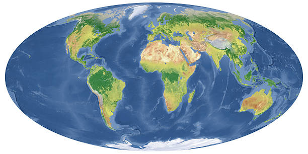 An image of the earth in Mollweide projection stock photo
