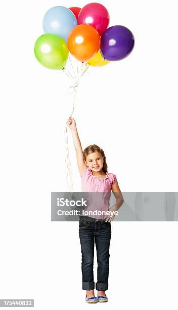 Девочка Держа Букет Из Номеров Позицийуединенный — стоковые фотографии и другие картинки Воздушный шарик - Воздушный шарик, Ребёнок, Изолированный предмет