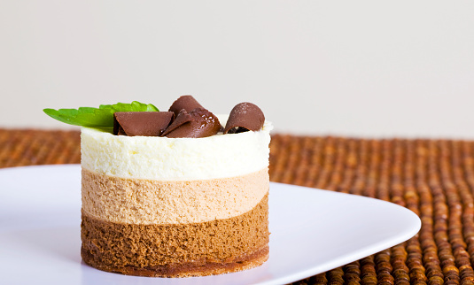 chocolate mousse cake image with a copy space