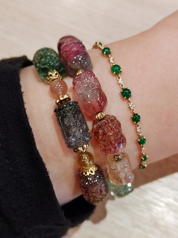 Crystal and Jade Bracelets