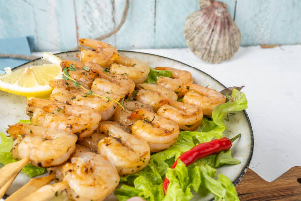 istock Shrimp on skewers 1754416958