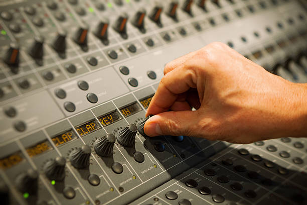 istock Hand turning knob in a professional mixer 175442305