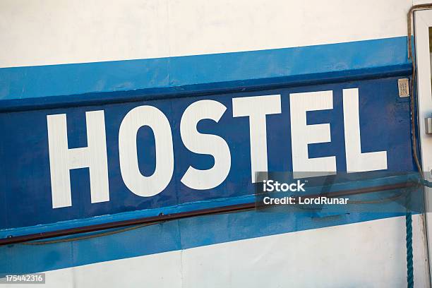 Hostel Sign Stock Photo - Download Image Now - Sign, Architectural Feature, Backpacker