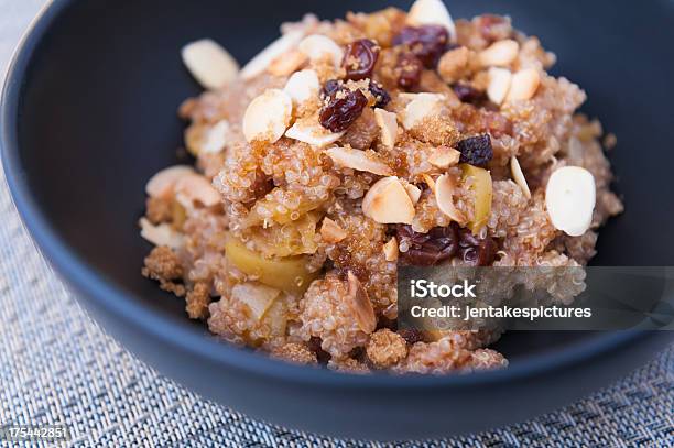 Black Bowl Of Quinoa Apple Cereal Stock Photo - Download Image Now - Quinoa, Breakfast, Cinnamon