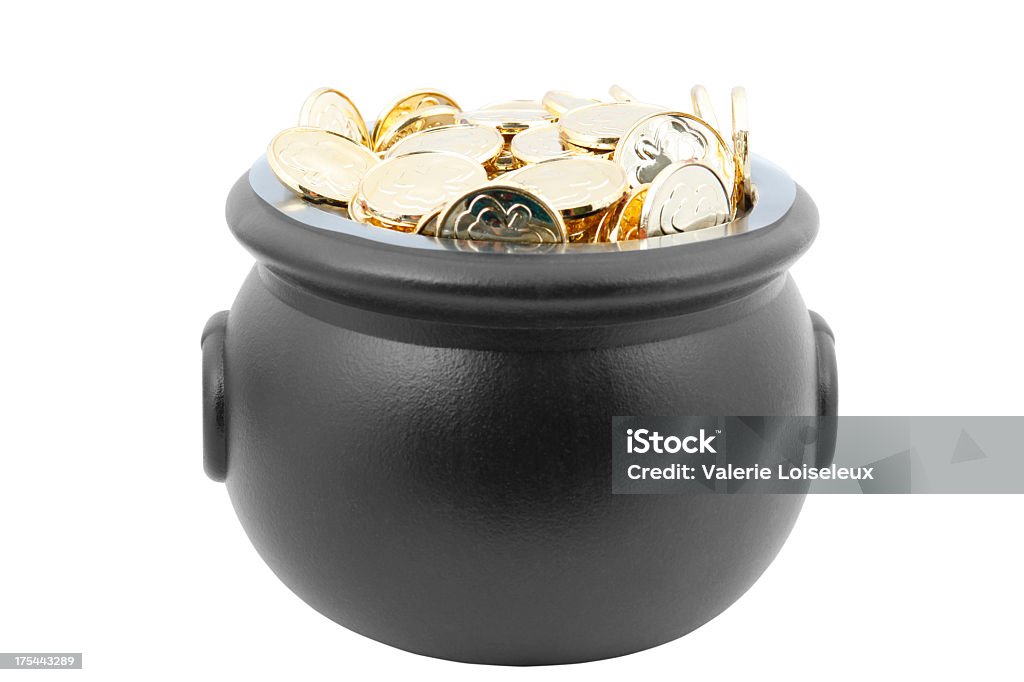 Pot of gold Pot of gold on a white background. Banking Stock Photo