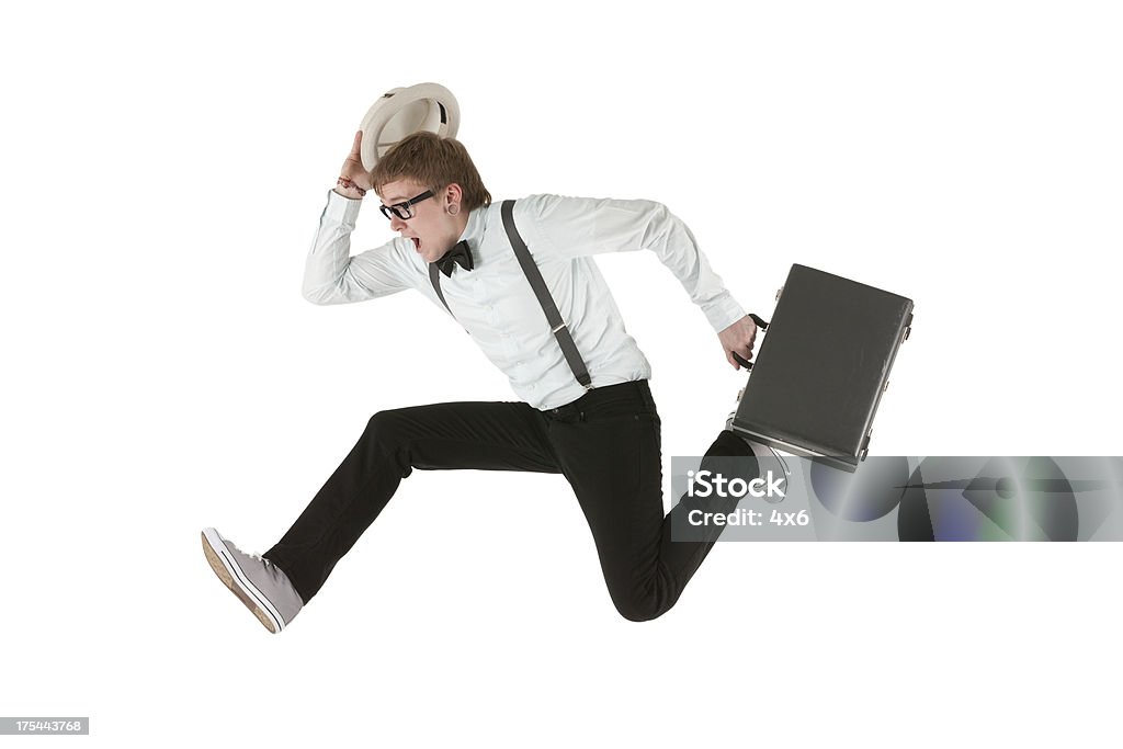 Mann läuft mit einer Aktentasche - Lizenzfrei Geschäftsmann Stock-Foto