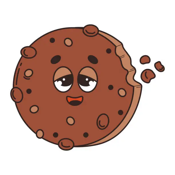 Vector illustration of Christmas gingerbread cookie. Vibes retro cartoon character.