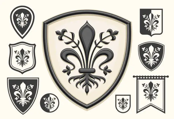 Vector illustration of Vector Florence Emblem Set