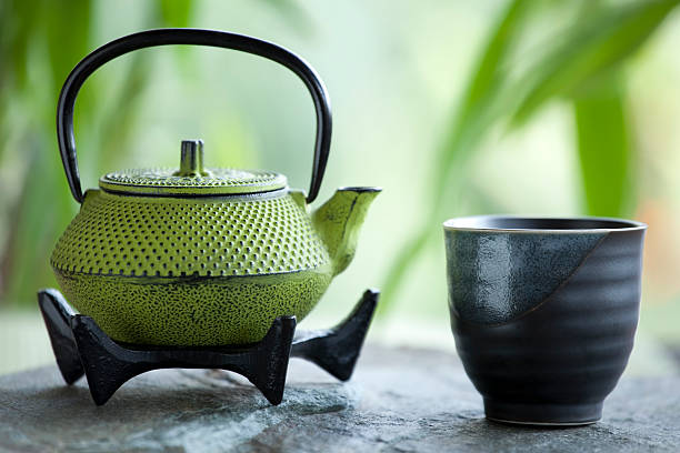 istock Green tea and cast iron teapot 175444172