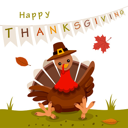 Thanksgiving Day card with Pilgrim Turkey.