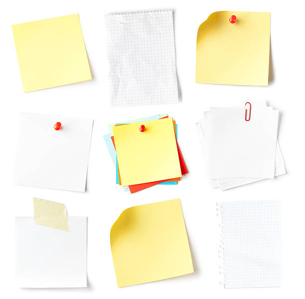 примечание collection - stick note pad yellow sticky стоковые фото и изображения