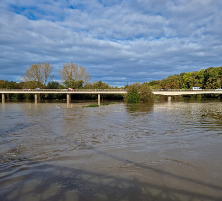 The power of nature flood in Burton on Trent, Stapenhill Park, 23.10.2023