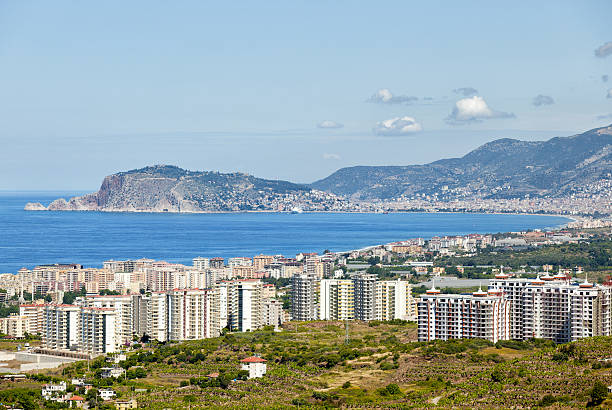 istock High angle view of Alanya with mountain and water views. 175445814