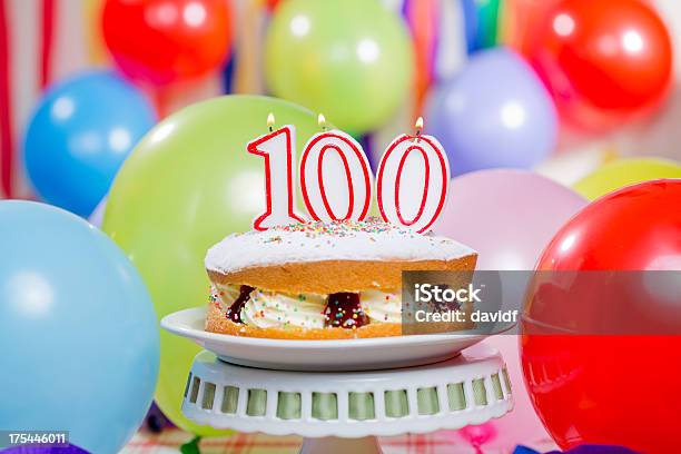 100th Birthday Cake Candles Stock Photo - Download Image Now - Number 100, Candle, Birthday