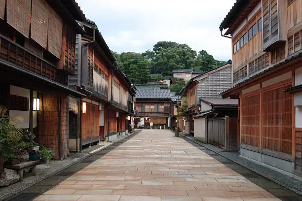Former geisha district in Kanazawa, Ishikawa Prefecture, Japan.