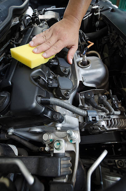 istock Washing the Car and inspect engine compartment for trouble 175446821