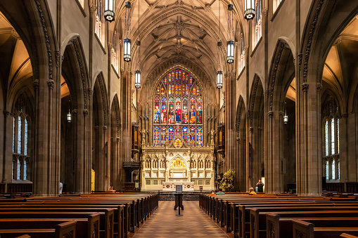 Trinity Church (at Wall Street) interior in New York City, USA