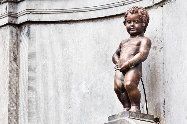 Manneken Pis Brussels Horizontal with copy space stock photo