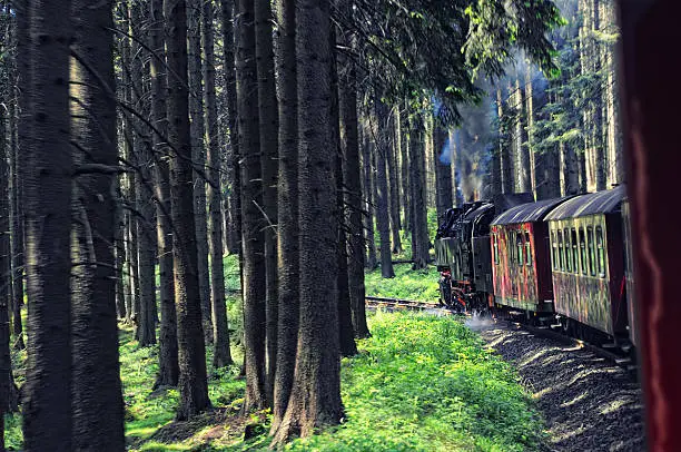 "HDR of Brocken Railway Steam locomotive. Its to carry passengers to Brocken Mountain (1142 m hight) in Harz Nation Park (Saxony--Anhalt, Germany). image taken during the the train drive."