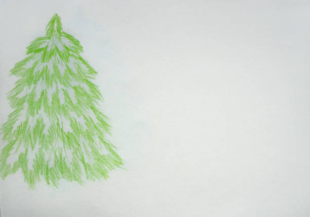 雪の中でクリスマスツリーを緑に飾った。碑文の場所。 - tree symbol watercolour paints watercolor painting ストックフォトと画像