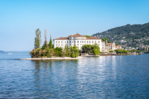 View on Isola Bella, (Borromean Islands), on Lake Maggiore, in Northern Italy (great lakes region). The Borromean Islands are a group of islands that include Isola Bella, Isola dei Pescatori, and Isola Madre which can be visited. July 17, 2023