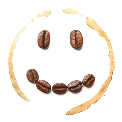 Smile Coffee Beans on coffee stains.