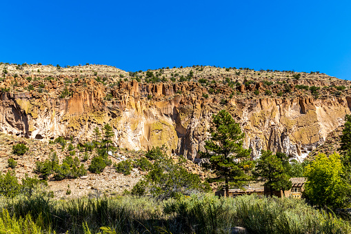 Bandelier National Monument near Los Alamos, New Mexico. The monument preserves the homes and territory of the Ancestral Puebloans of a later era in the Southwest